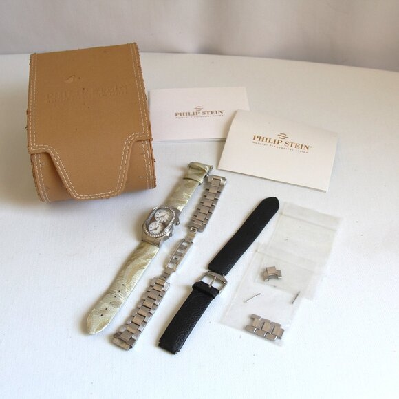 Phillip Stein Teslar Dual Time Diamond Bezel Ladies Watch. Gorgeous Stainless - Picture 1 of 14